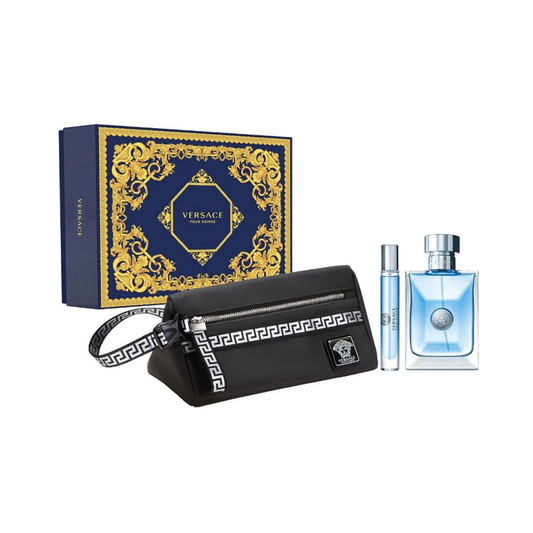 Versace Signature Pour Homme 3pc Set (3.4 Oz EDT, 0.34 Oz EDT and Bag) for Men