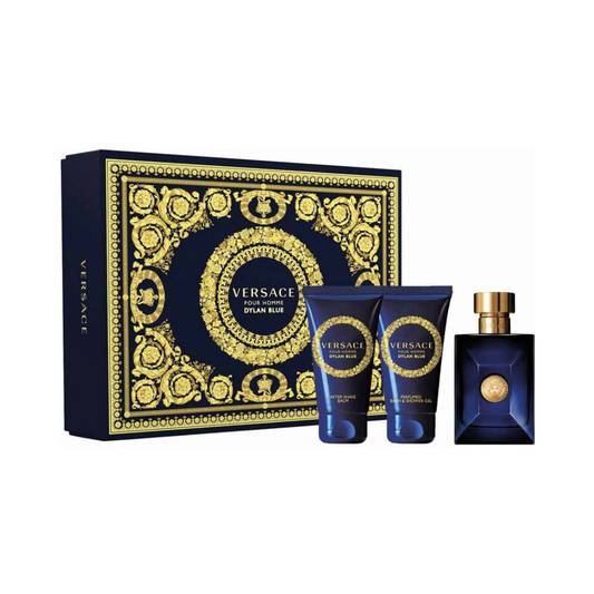 Versace Dylan Blue 3pc Set (1.7 Oz EDT, 1.7 Oz Aftershave Balm and 1.7 Oz Bath & Shower Gel) for Men