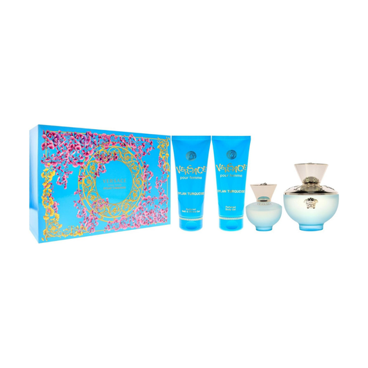 Versace Set Dylan Turquoise 3.4 Oz Edt & 3.4 Oz Body Lotion & 3.4 Oz Shower Gel & 0.17 Oz Edt Women