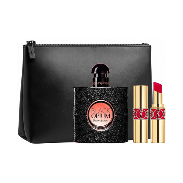 Yves Saint Laurent Set Opium Black 3 Pcs 1.7 Oz Edp & Lipstick & Bag Women