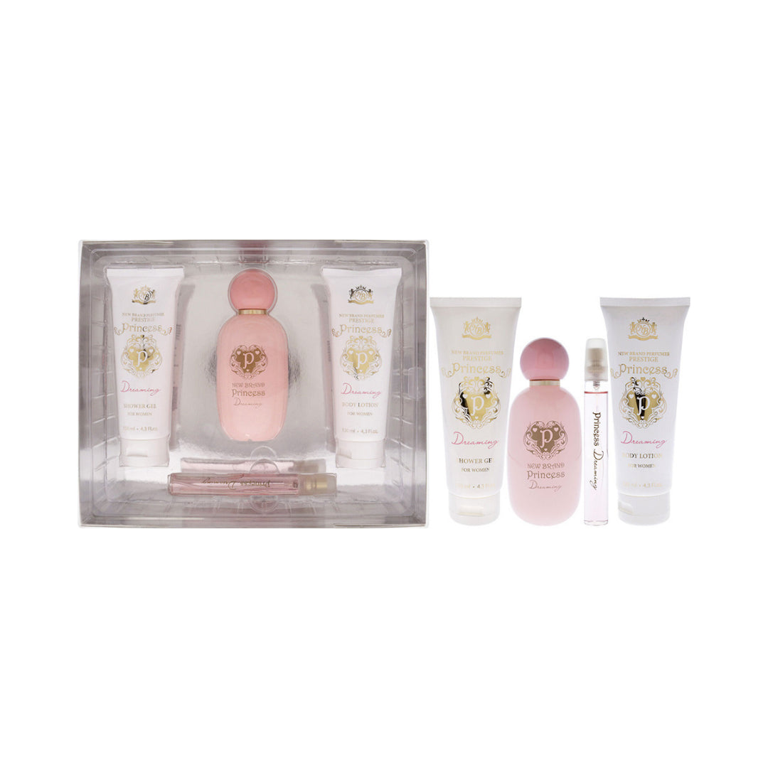 New Brand Set Prestige Princess Dreaming 3.3 Oz + 15 Ml + 4.3 Oz + 4.3 Oz Edp Women