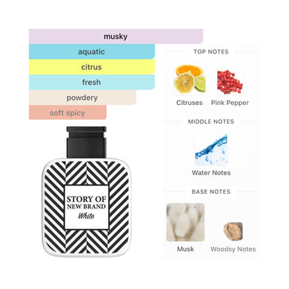 New Brand Story Of White 3.3 Oz Edt Men