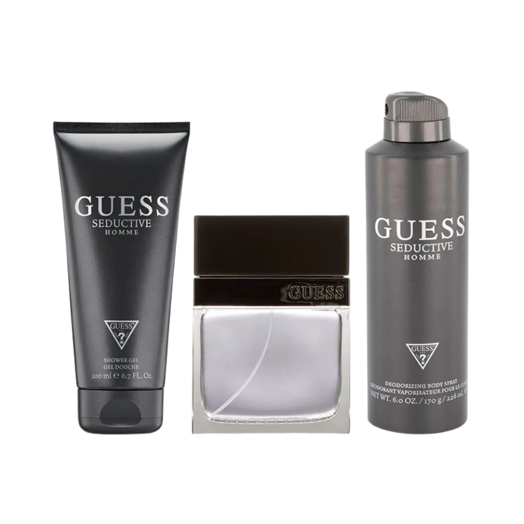 Guess Set Seductive 3.4 Oz Edt, 6.7 Oz Shower Gel Oz & Shower Gel 6 Oz Men