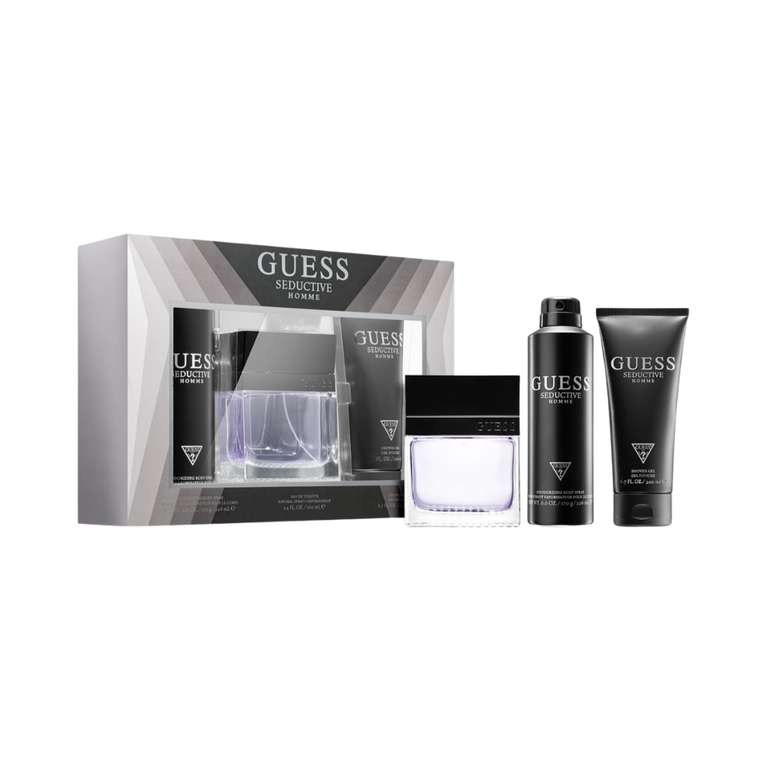 Guess Set Seductive 3.4 Oz Edt, 6.7 Oz Shower Gel Oz & Shower Gel 6 Oz Men