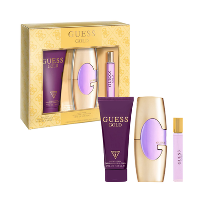Guess Set Gold 3 Pc 2.5 Oz Edp / 6.7 Oz Body Lotion / 0.5 Oz Edp  Women