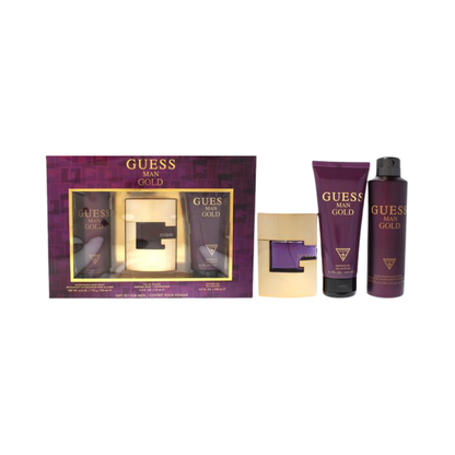 Guess Set Gold  2.5 Oz Edt & Body Mist 6 Oz & Shower Gel 6.7 Oz Men