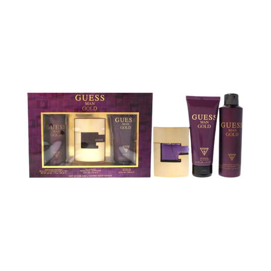 Guess Set Gold  2.5 Oz Edt & Body Mist 6 Oz & Shower Gel 6.7 Oz Men