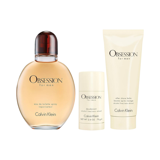 Calvin Klein Set Obsession 4.2 Oz Edp + 3.3 Oz After Shave + 2.6 Oz Deo Men