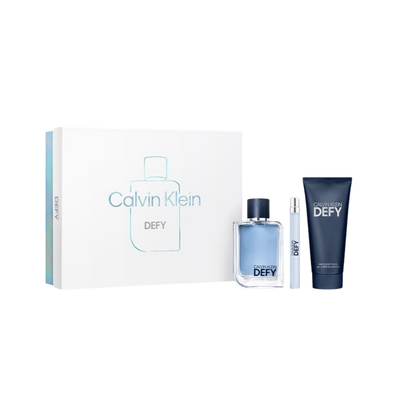 Calvin Klein Set Defy 3.4 Oz Edt + 10 Ml Edt + Hair And Body Wash 3.4 Oz Men