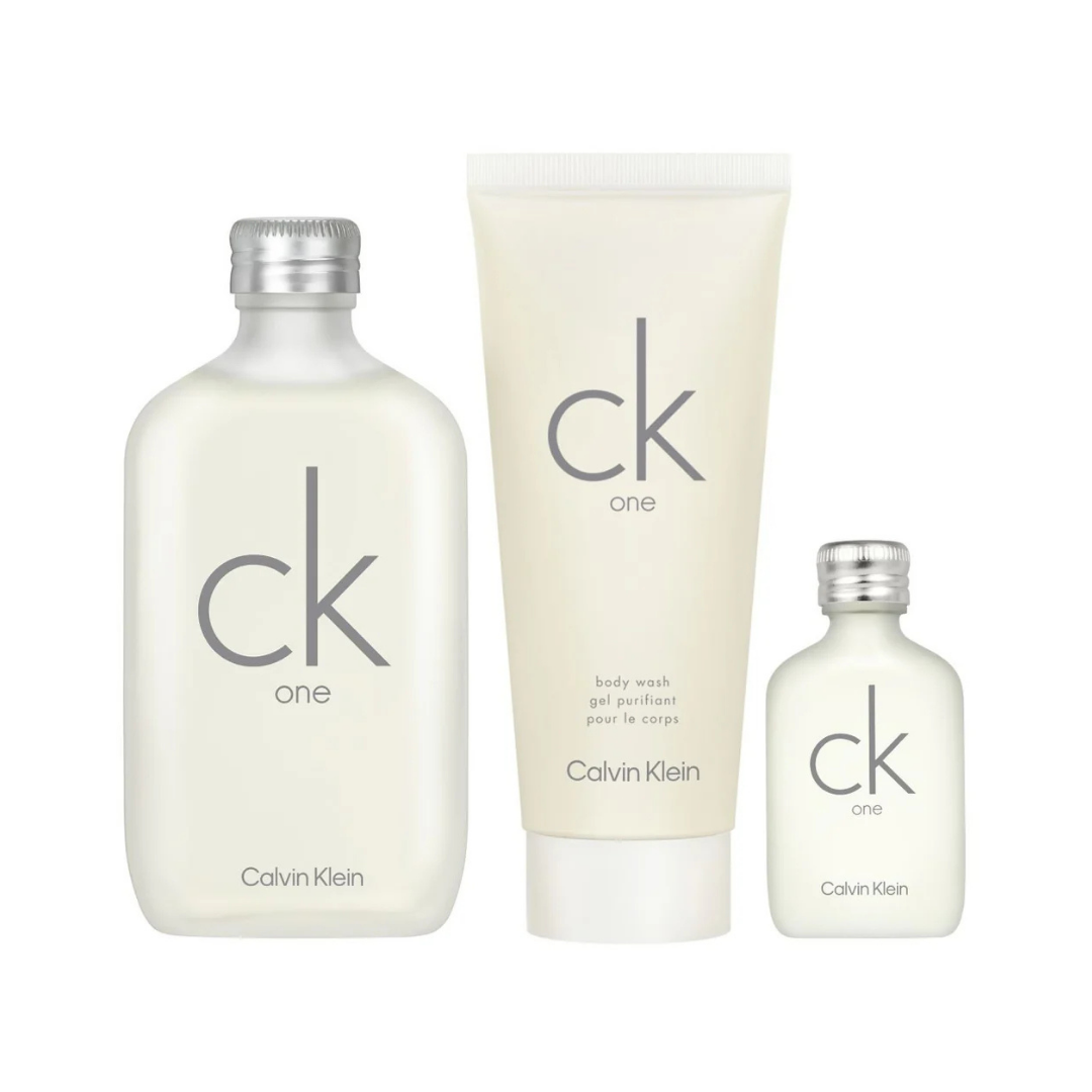 Calvin Klein Set CK One 3.4 Oz Edt + 3.4 Body Gel + 15 Ml Edt Unisex