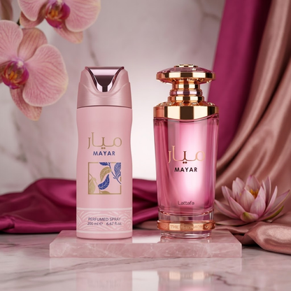 Lattafa Set Mayar 3.4 Oz Edp + 6.7 Oz Perfumed Spray Women