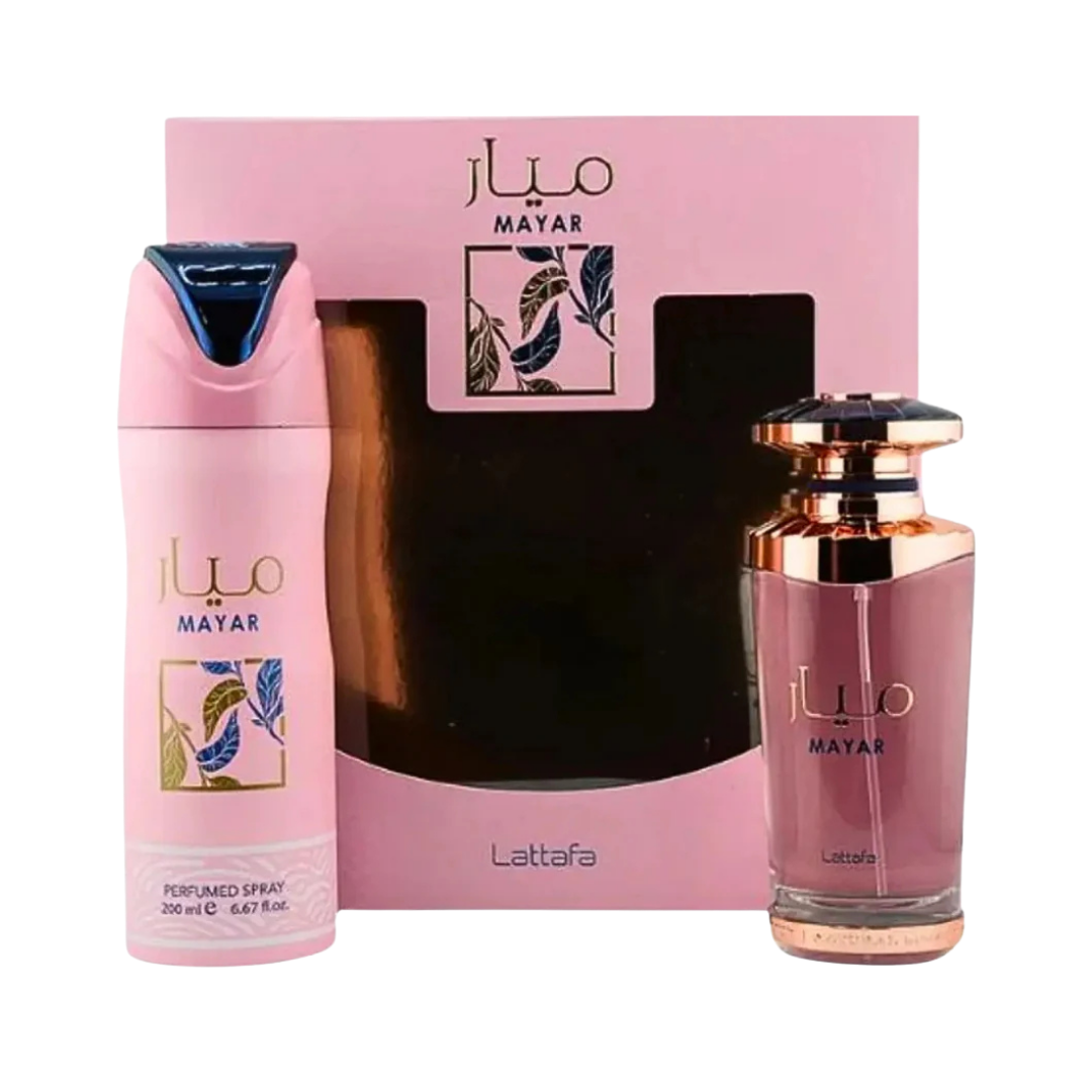 Lattafa Set Mayar 3.4 Oz Edp + 6.7 Oz Perfumed Spray Women