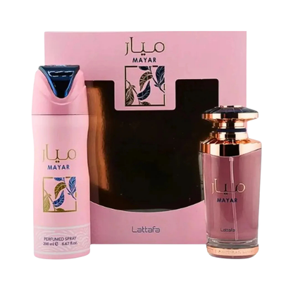 Lattafa Set Mayar 3.4 Oz Edp + 6.7 Oz Perfumed Spray Women