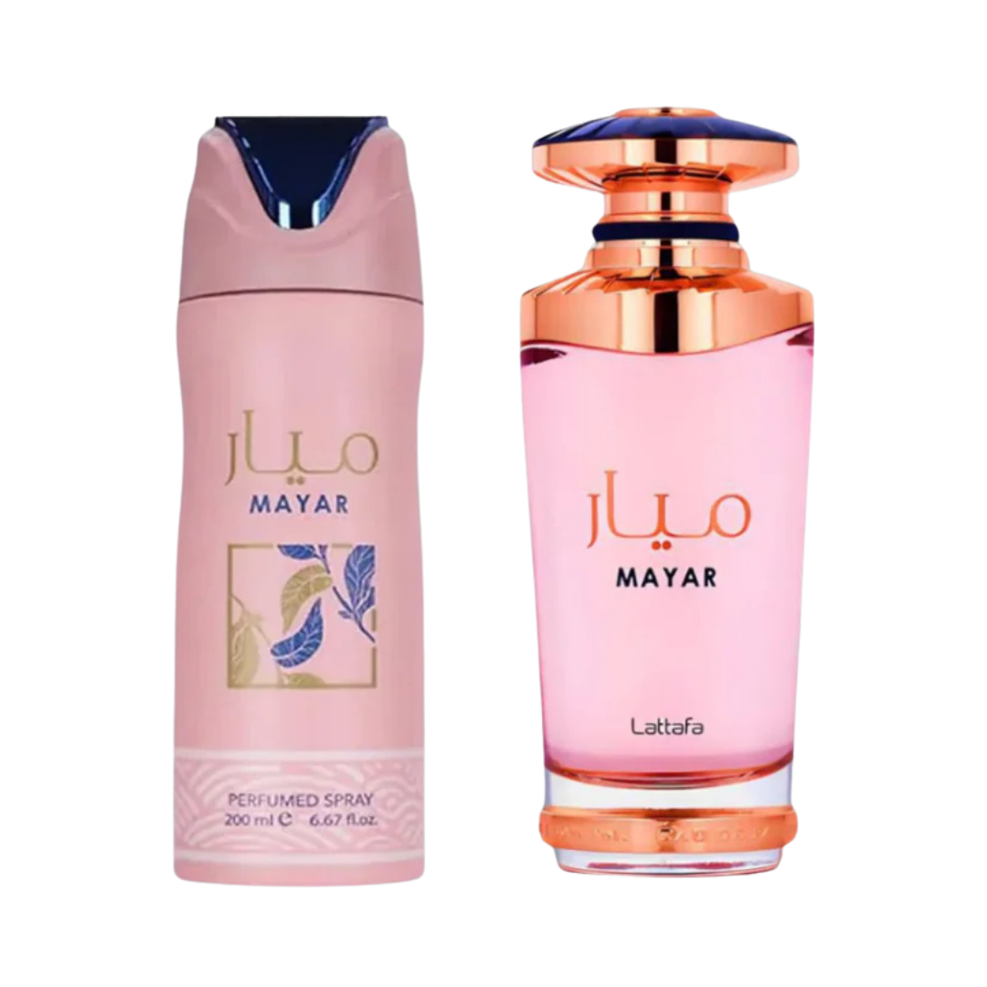 Lattafa Set Mayar 3.4 Oz Edp + 6.7 Oz Perfumed Spray Women