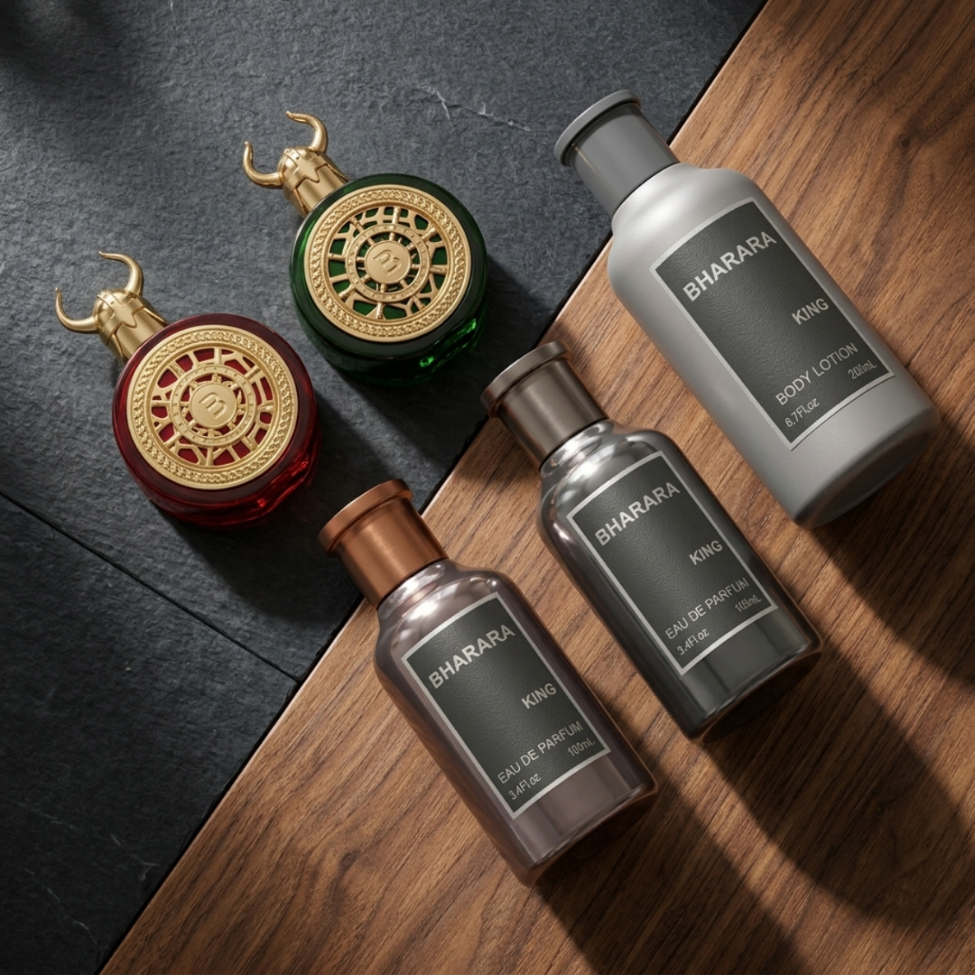 Bharara Set King 3.4 Oz Edp + 3.4 Oz Aftershave + 6.8 Oz Body Lotion + 2 Pcs Viking 10 Ml Men