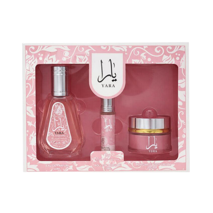 Lattafa Ard Al Zaafaran Set Yara 1.7 Oz Edp + Roll On 10ML + 20 Gr Body Cream Women