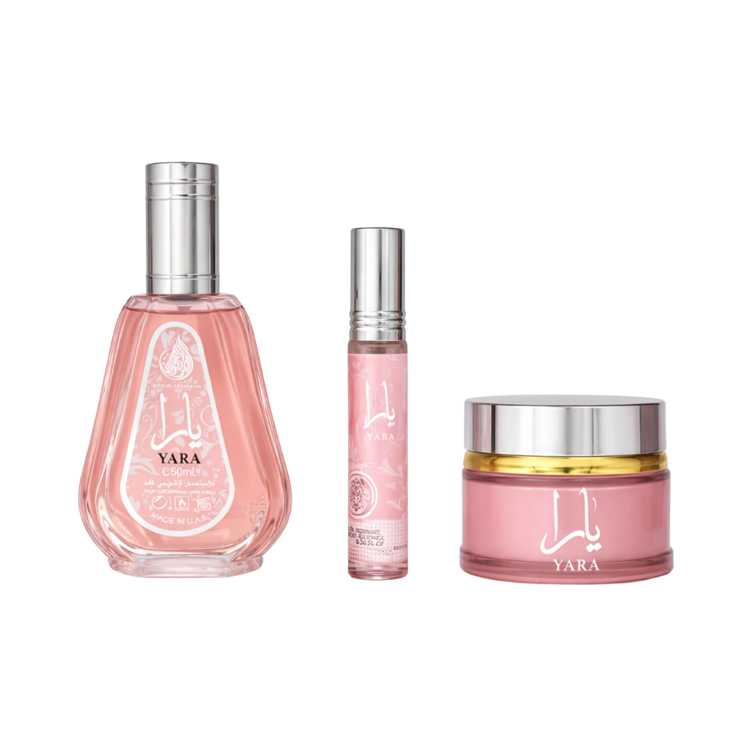 Lattafa Ard Al Zaafaran Set Yara 1.7 Oz Edp + Roll On 10ML + 20 Gr Body Cream Women