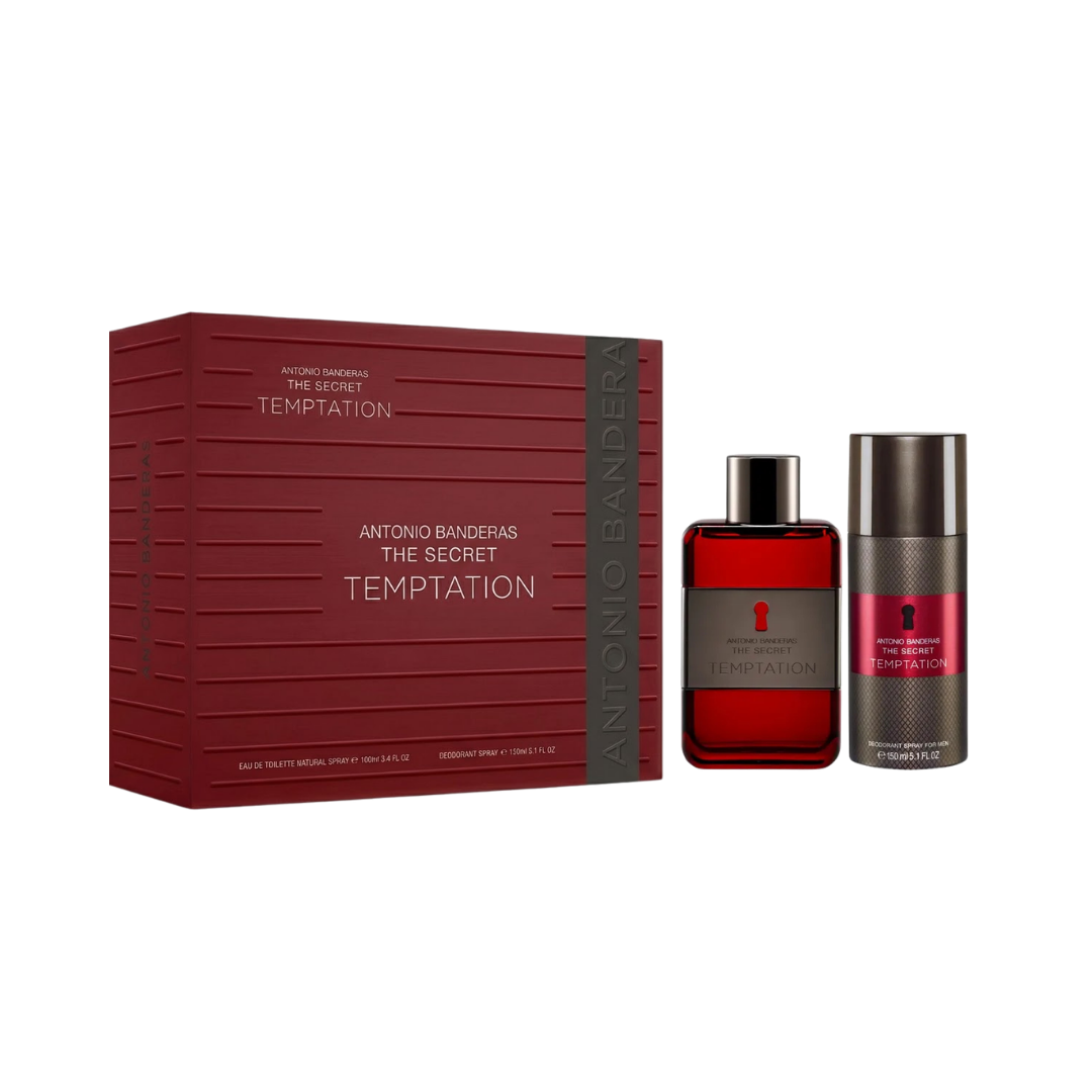 Antonio Banderas Set The Secret Temptation 3.4 Oz Edt + Deodorant 5.0 Oz Men