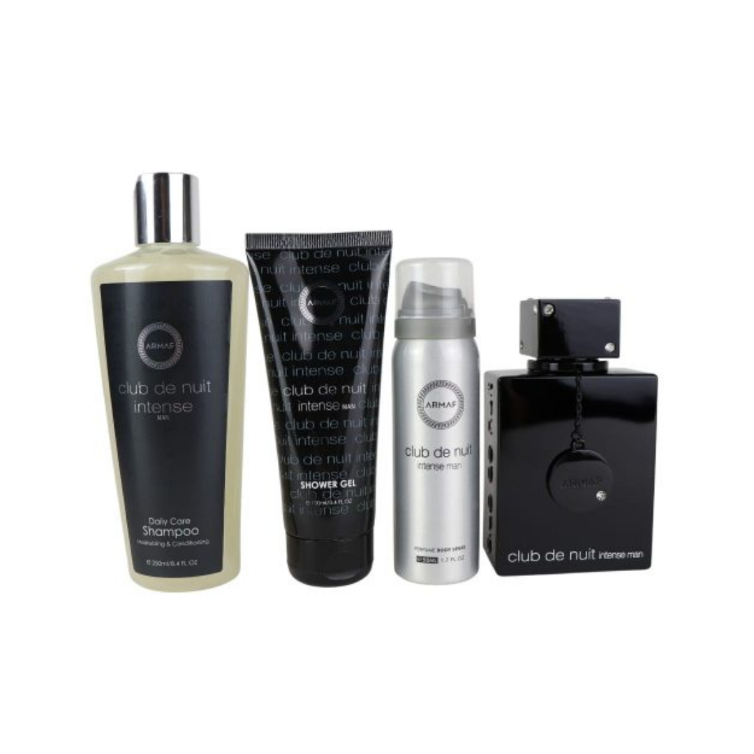 Armaf Set Club de Nuit Intense Edt 3.4 Oz + Shower Gel 3.4 Oz + Shampoo 8.4 Oz + Body Spray 1.7 Oz Men