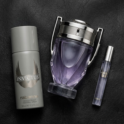 Rabanne Set Invictus  3 Pcs 3.4 Oz Edt + 5.1 Oz Deo + 10Ml Edt Men
